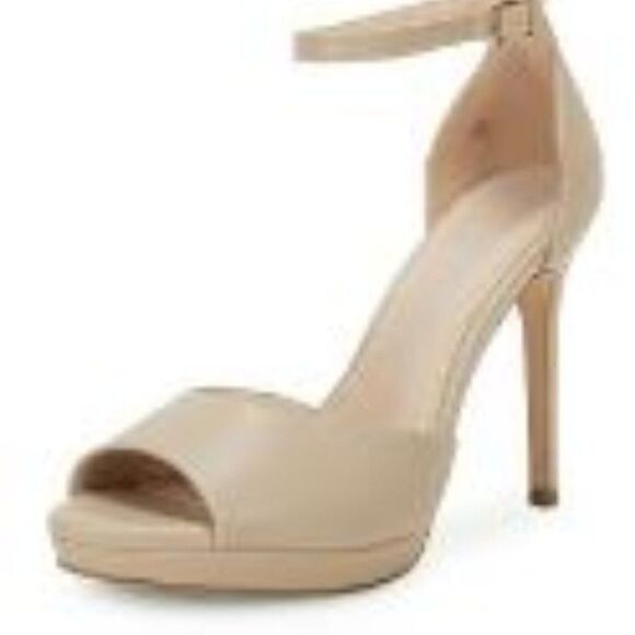 Womens Open Toe Stiletto Heeles  Ankle Strap Peep Toe size 8.5 light khaki color - Picture 1 of 6
